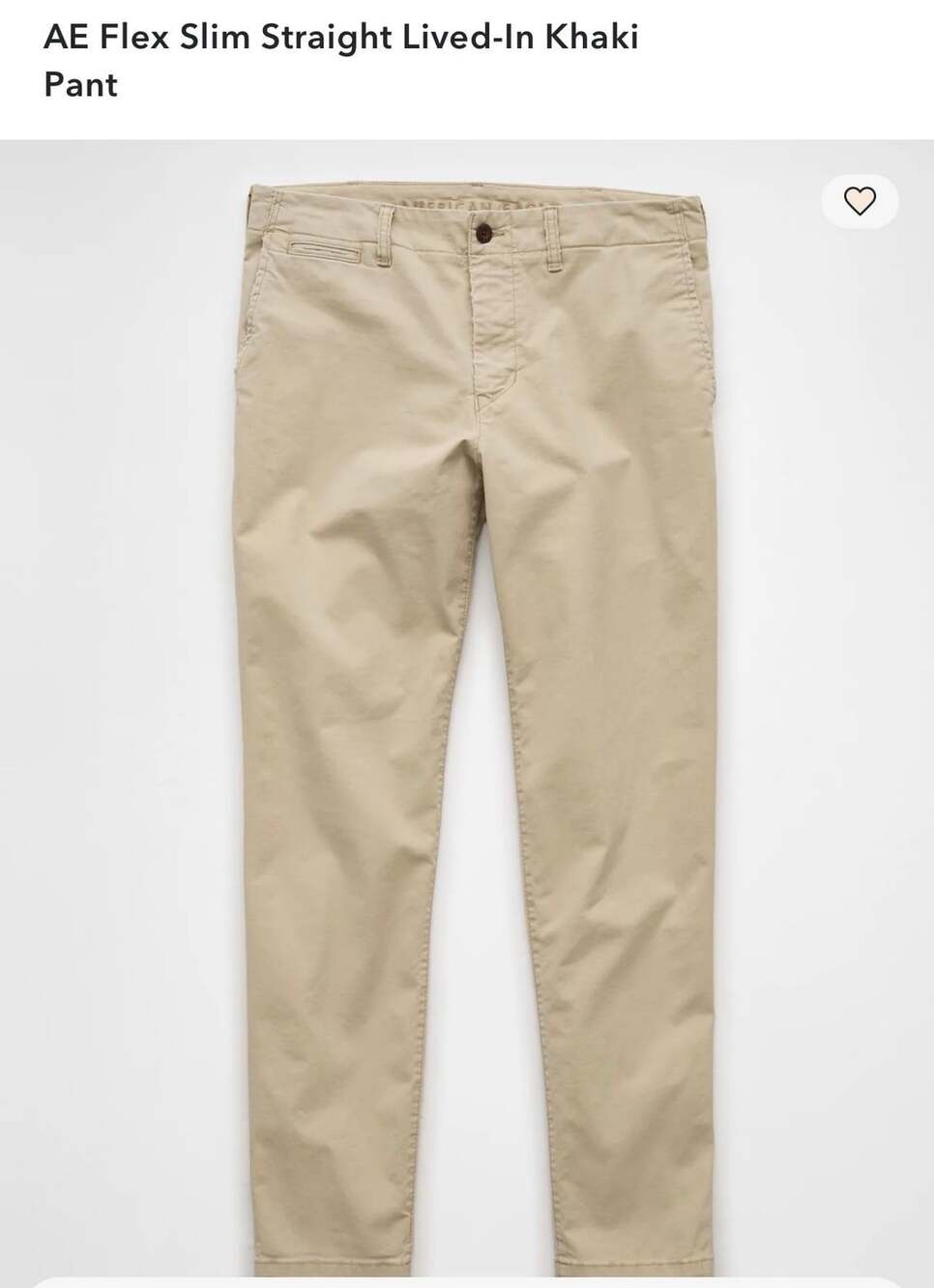 American Eagle Flex Slim Straight Lived-In Khaki Pant Size 26/30 Tan